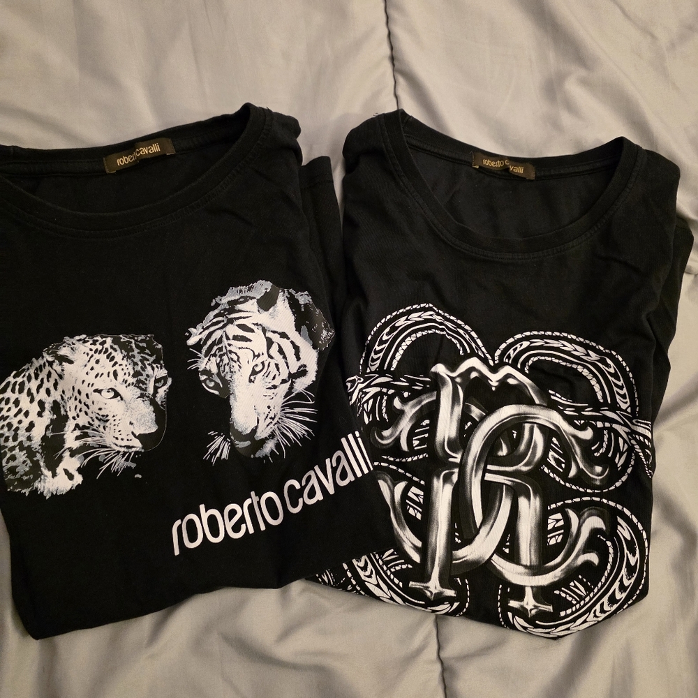 Two authentic Roberto Cavalli Black Tees